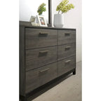Set camera da letto queen-size Lippmann in legno finitura grigio antico