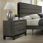 Set camera da letto queen-size Lippmann in legno finitura grigio antico