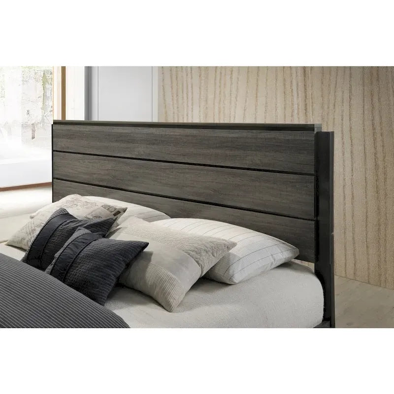 Set camera da letto queen-size Lippmann in legno finitura grigio antico