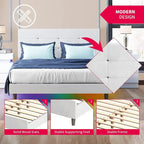 Struttura Letto con Luci LED RGB Intelligenti, Testiera Trapuntata con Bottoni, Rivestimento in Tessuto PVC, con Piattaforma, Non Richiede Rete a Molle