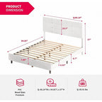 Struttura Letto con Luci LED RGB Intelligenti, Testiera Trapuntata con Bottoni, Rivestimento in Tessuto PVC, con Piattaforma, Non Richiede Rete a Molle