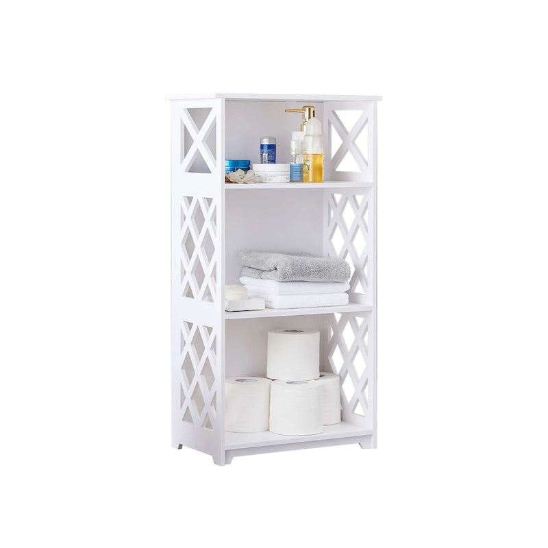 Scaffale Aperto a 3 Ripiani, per Camera da Letto, Bianco