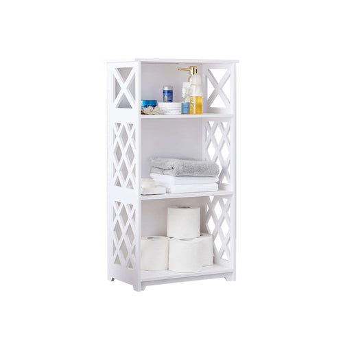Scaffale Aperto a 3 Ripiani, per Camera da Letto, Bianco