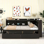 Letto matrimoniale con librerie a L, cassetti, espresso