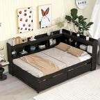 Letto matrimoniale con librerie a L, cassetti, espresso