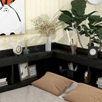 Letto matrimoniale con librerie a L, cassetti, espresso
