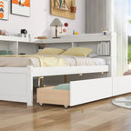 Letto matrimoniale con librerie a L, cassetti, espresso