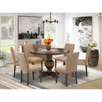 Set tavolo da pranzo East West Furniture - un tavolo da cucina rotondo e sedie Parsons color sabbia chiaro, Jacobean invecchiato (opzione pezzi)