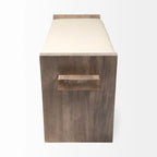 Panca da ingresso Elaine con seduta in tessuto crema e legno marrone - 58W x 15D x 20H