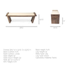 Panca da ingresso Elaine con seduta in tessuto crema e legno marrone - 58W x 15D x 20H