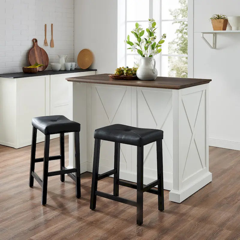 Isola cucina Clifton con sgabelli a sella imbottiti - 43p x 47.75l x 36.25h