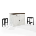 Isola cucina Clifton con sgabelli a sella imbottiti - 43p x 47.75l x 36.25h