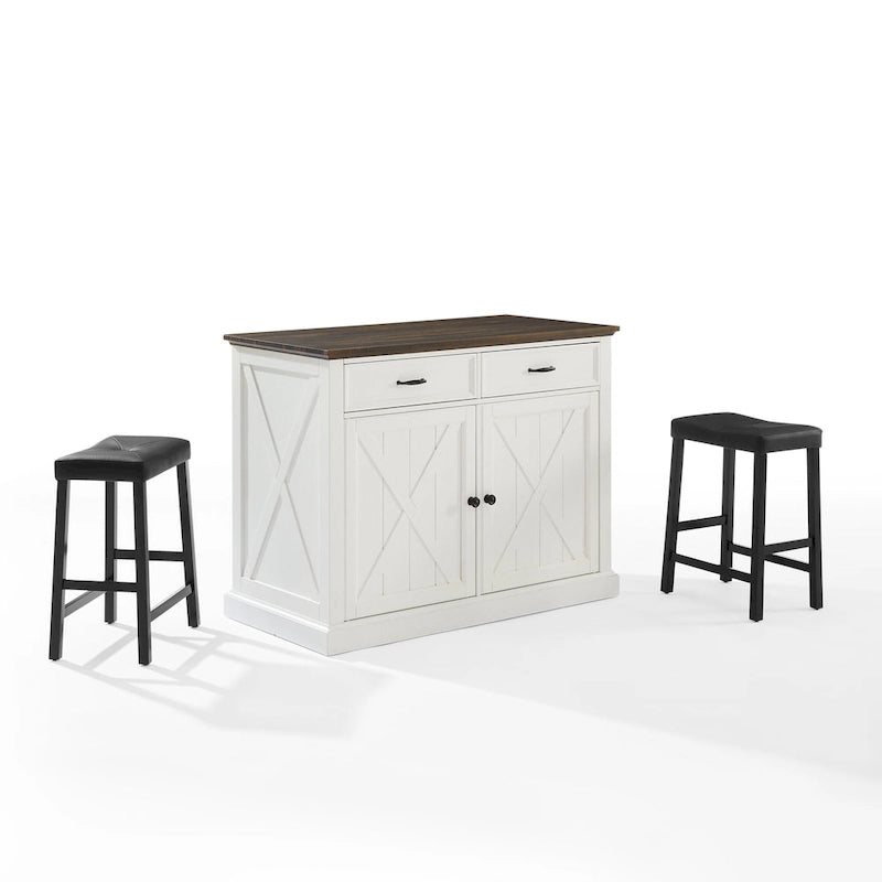 Isola cucina Clifton con sgabelli a sella imbottiti - 43p x 47.75l x 36.25h