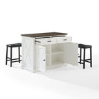 Isola cucina Clifton con sgabelli a sella imbottiti - 43p x 47.75l x 36.25h
