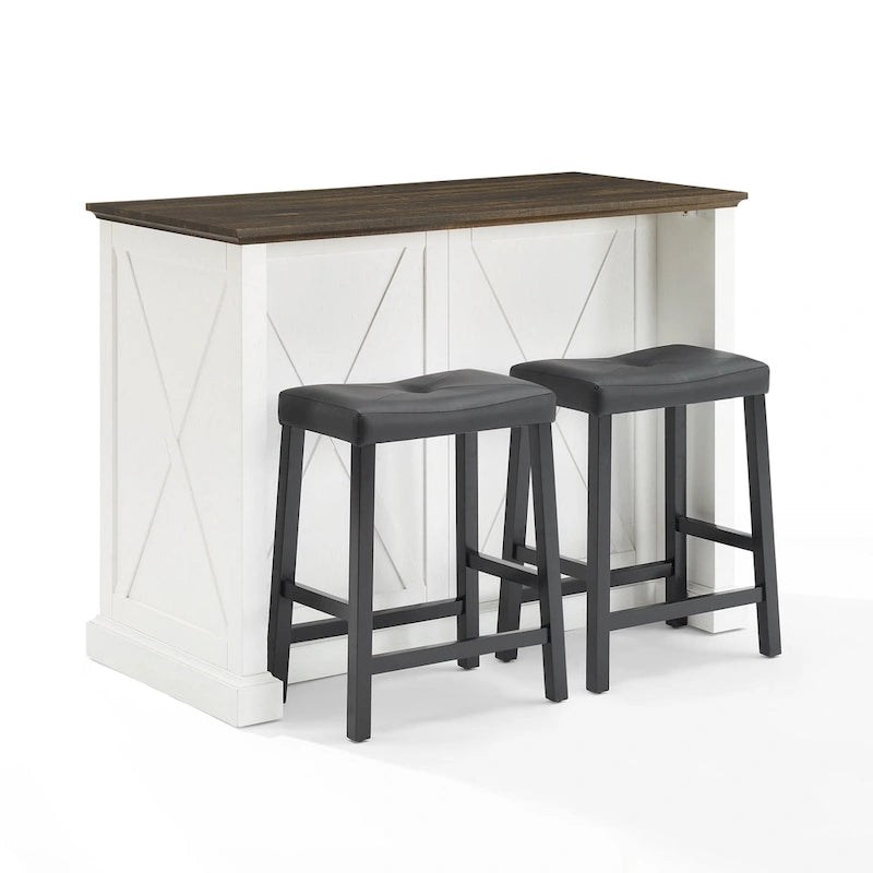 Isola cucina Clifton con sgabelli a sella imbottiti - 43p x 47.75l x 36.25h