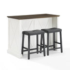 Isola cucina Clifton con sgabelli a sella imbottiti - 43p x 47.75l x 36.25h