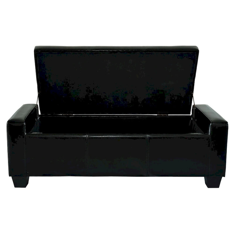 Panca Pouf Contenitore in Similpelle Nera Pickard