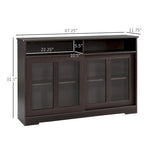 Credenza da Cucina Moderna, Mobile Buffet con Ante Scorrevoli in Vetro e Ripiano Regolabile, Marrone Scuro