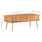 Tavolino da Salotto 100x50x40 cm in Legno Massello di Acacia