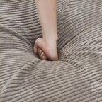 Divano Sezionale Modulare a L Rivestito in Velluto a Coste con Chaise Longue Ottomano e 3 Cuscini
