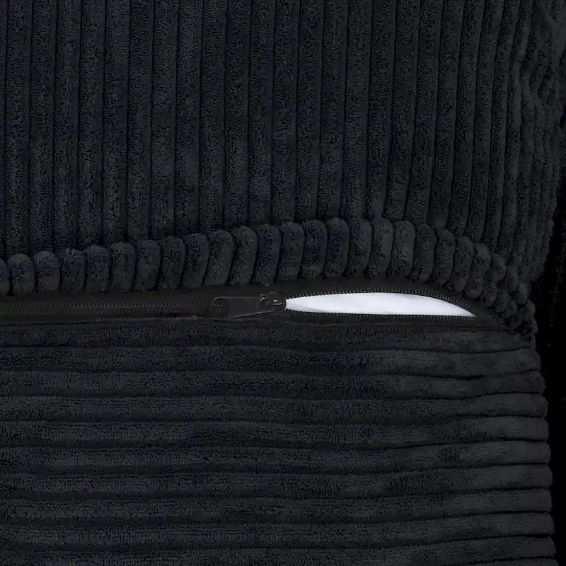 Divano Sezionale Modulare a L Rivestito in Velluto a Coste con Chaise Longue Ottomano e 3 Cuscini