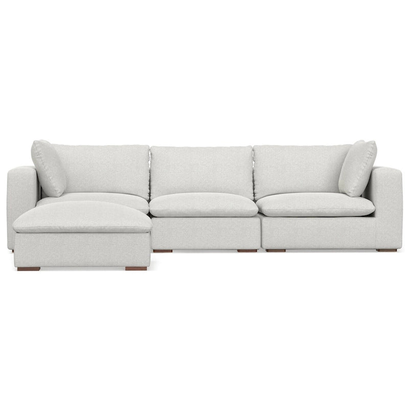 Divano modulare a 3 posti con pouf Marlee in ciniglia vellutata ad alte prestazioni
