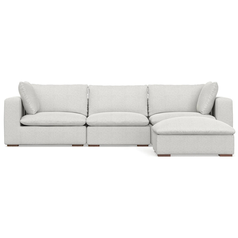 Divano modulare a 3 posti con pouf Marlee in ciniglia vellutata ad alte prestazioni