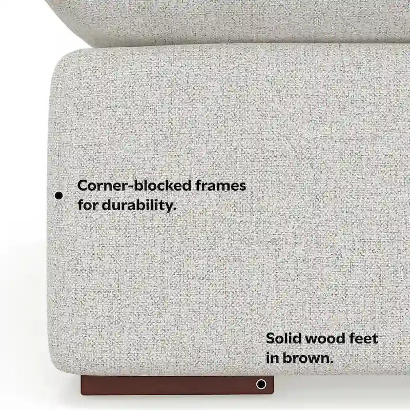 Divano modulare a 3 posti con pouf Marlee in ciniglia vellutata ad alte prestazioni