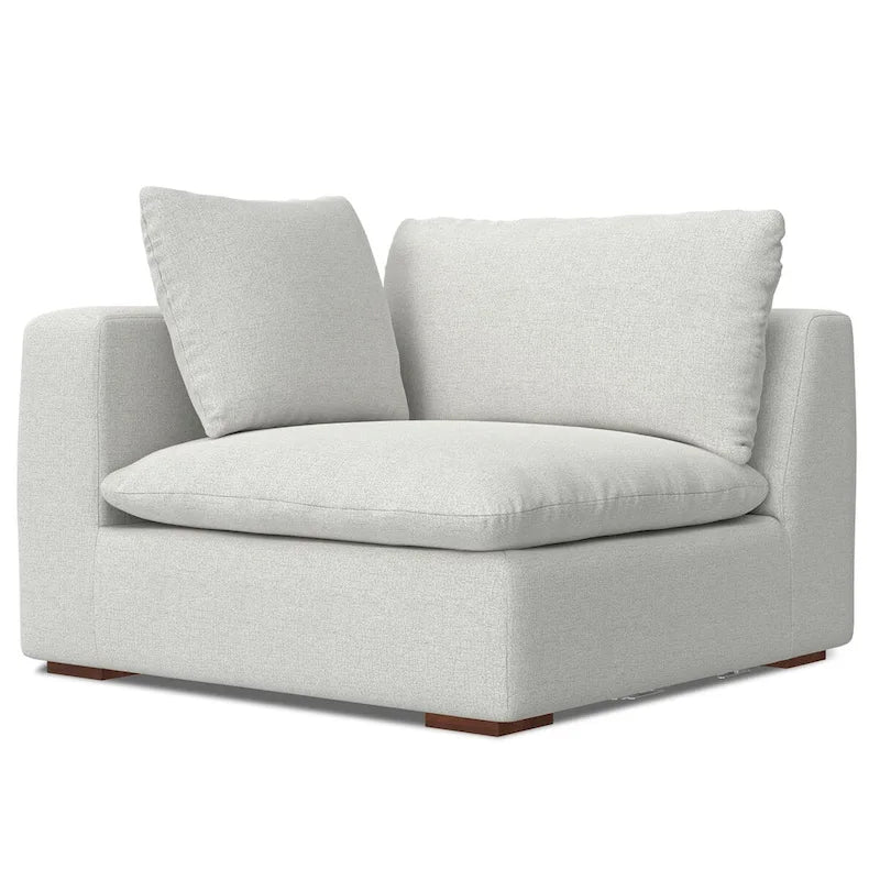 Divano modulare a 3 posti con pouf Marlee in ciniglia vellutata ad alte prestazioni