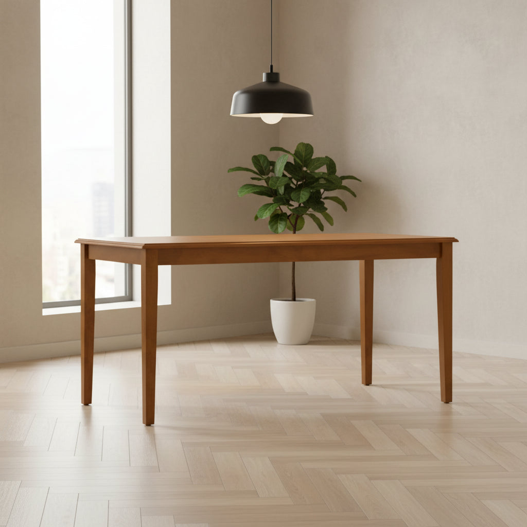 Nova 60 Inch Rectangular Dining Table, Tapered Legs, Rich Walnut Brown